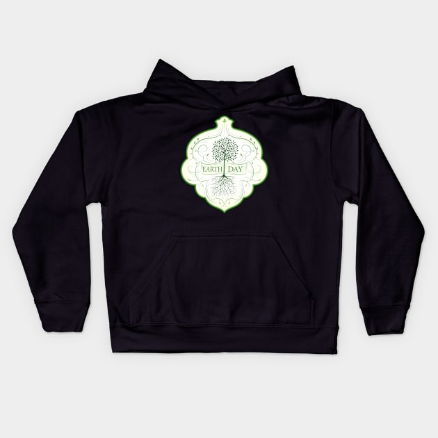 Earth Day Tree Badge Kids Hoodie by SWON Design